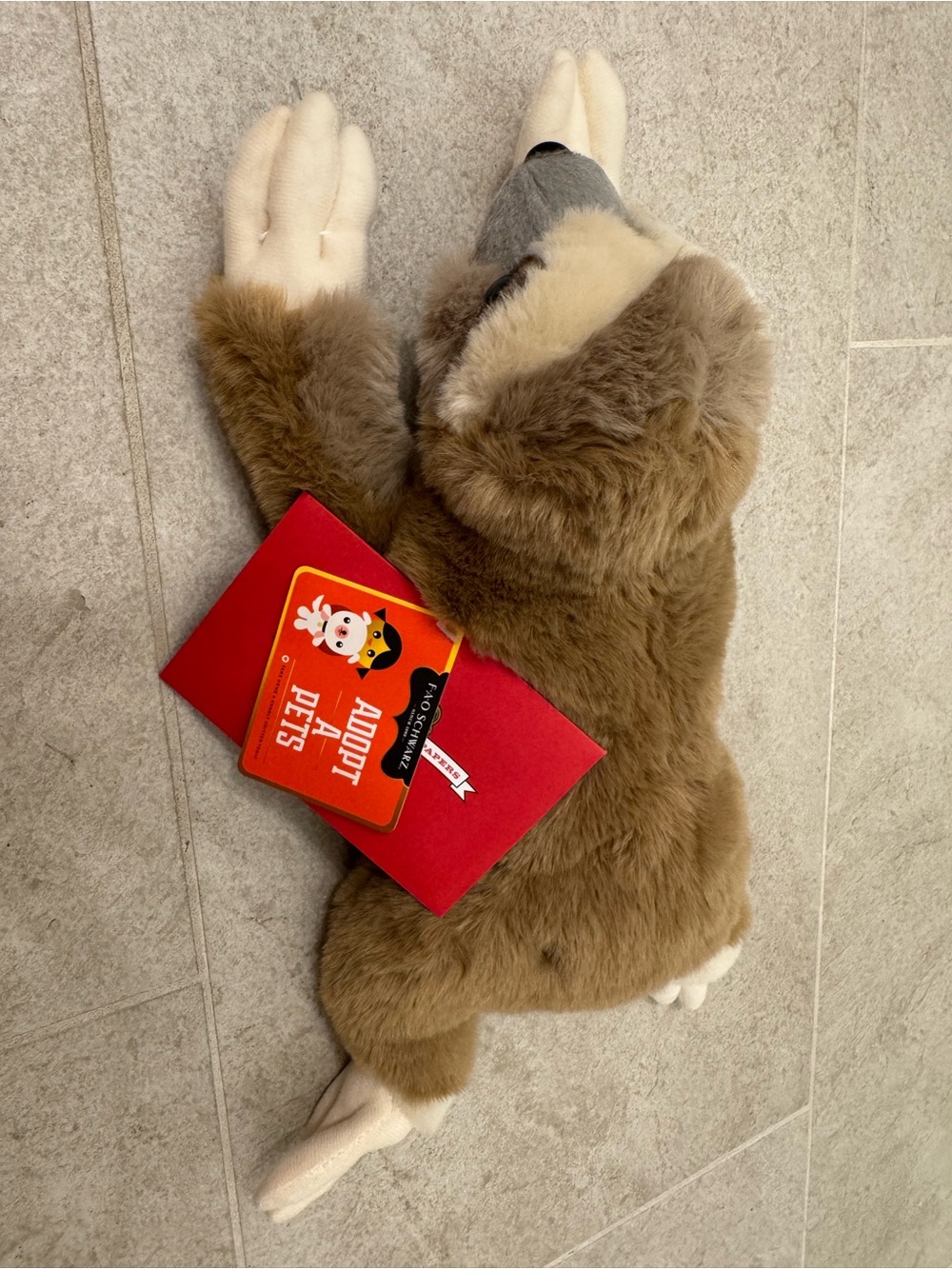NWT FAO Schwarz Brown Sloth Plush Toy Stuffed Animal Stuffy 15inch